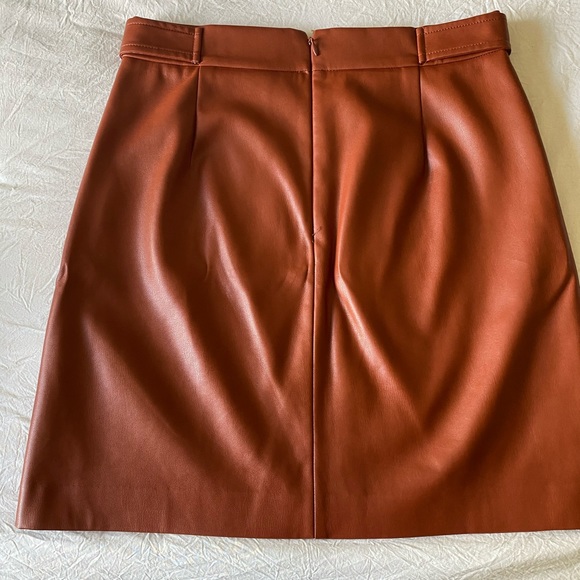 Loft brown faux leather button skirt - Picture 3 of 3